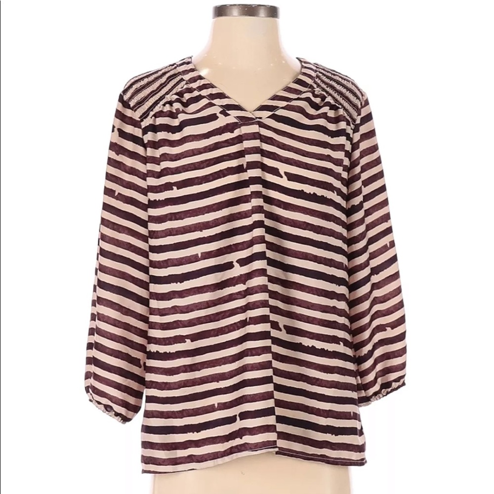 Daisy Fuentes Silky Blouse with 3/4 Sleeve, M